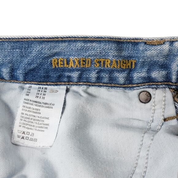 American Eagle Relaxed Straight Light Wash Core Flex Faded Denim Jeans 28x29 - Picture 7 of 11